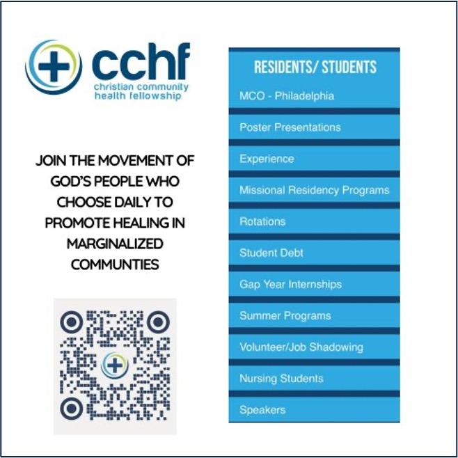A flyer with links to join the Christian Community Health Fellowship